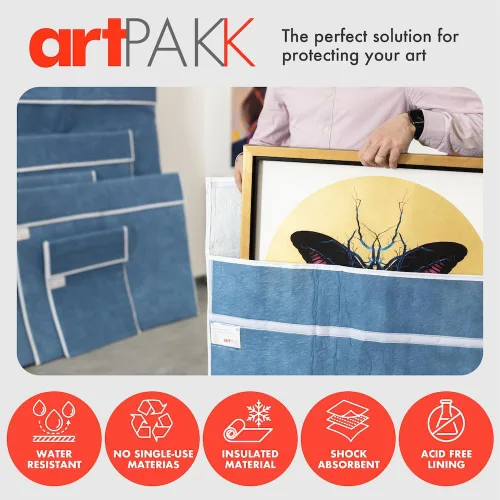 Vista 2 de Bolsas de arte (AP01-14 x 16 pulgadas) - Fuertes • Absorbentes de golpes • Reutilizables • No tóxicas • Impermeable • Forro sin ácidos - Azul