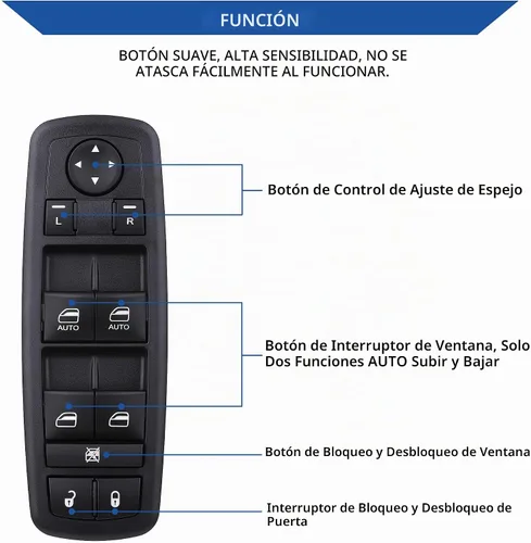 Vista 5 de Interruptor de ventana eléctrica del lado del conductor compatible con Dodge RAM 1500/2500/3500 / 3500 Quad y Crew Cab Pickup, botones automáticos