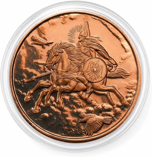 Vista 8 de Cernunnos Celtic Moneda de lingotes redondos de cobre .999 puro de 1 onza en cápsula con COA por Heavenly Metals