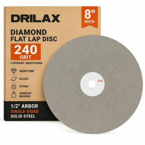 Vista 14 de Drilax Disco de regazo plano de diamante de 8" grano 80 para molienda gruesa Cenador de 1/2" • Piedra preciosa • Vidrio • Moldeo de piedra •