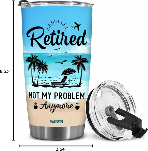 Vista 8 de WHIDOBE Regalo para la jubilación – Regalos de jubilación – Jubilado no es mi problema más – Taza de jubilado para hombres, mujeres, papá, mamá
