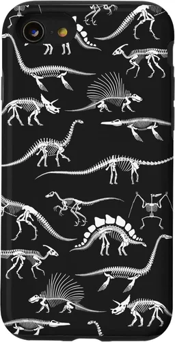 Vista 18 de Funda para iPhone 17 con diseño de huesos de dinosaurio fosilizado con animales prehistóricos