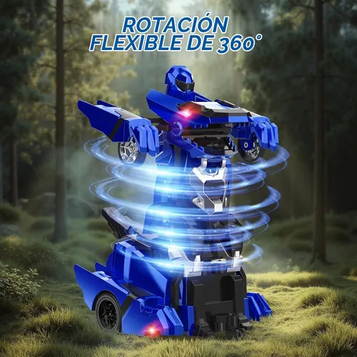 Vista 3 de Kroyedfuw Coches RC Transformables de Dinosaurio, Coche de Control Remoto 2.4Ghz que se Transforma en Robot con Luz Intermitente, Rotación 360°