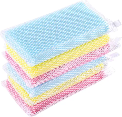 Vista 7 de Esponja de malla suave para lavar platos, de secado rápido, resistente al olor, limpieza suave para cocina, platos, limpieza del hogar, sartenes