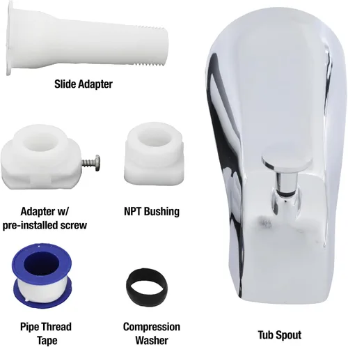 Vista 6 de DANCO Desviador en cromo 89266 Caño universal para bañera con accesorio de ducha de mano, paquete de 1
