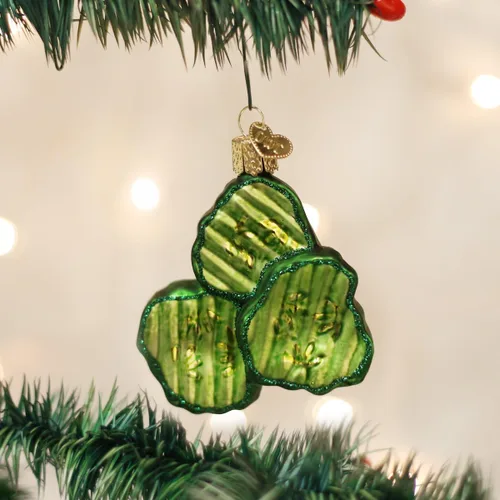Vista 2 de Old World Christmas Adornos: Pepinillo Chips Vidrio Soplado Adornos para Árbol de Navidad (28105)