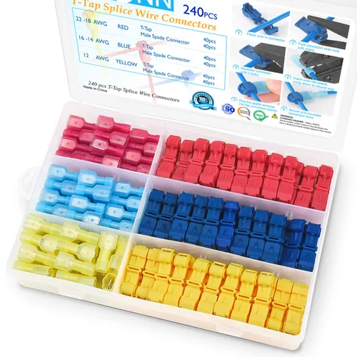 Vista 8 de TICONN 120 Piezas Conectores de Cable T Tap, Conector de Empalme Rápido de Cable T, Conectores T para Cableado con Estuche de Almacenamiento