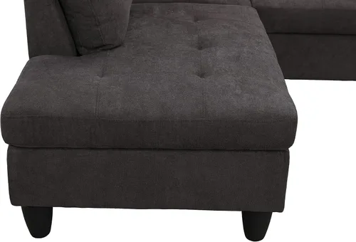 Vista 8 de Star Home Living Juego de 2 sofás seccionales orientados a la izquierda, marrón oscuro