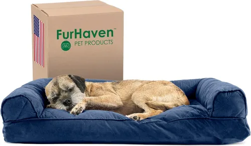 Vista 24 de Furhaven - Cama para perros, cojín de almohada tradicional sofá y colchón de espuma rectangular terapéutico de lujo con funda extraíble para perros