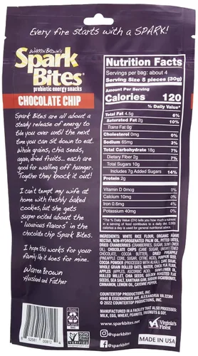 Vista 2 de SPARK BITES - Bocadillo energético saludable vegano sin alérgenos con chispas de chocolate (paquete de 6), una liberación constante de energía
