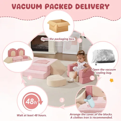 Vista 10 de Juguetes de espuma para trepar para niños pequeños, juego de actividades de escalada y gateo de 13 piezas, bloques de escalada suaves para niños