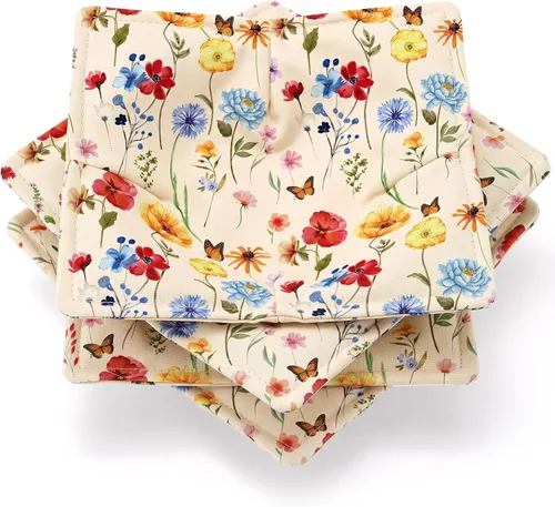 Vista 33 de Cunhill 4 Piezas Soportes Acogedores de Algodón para Tazones de Microondas para Comida Caliente Almohadillas Calientes Agarraderas para Tazones