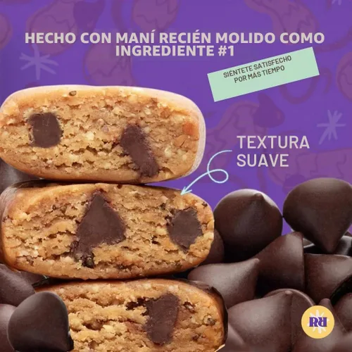 Vista 4 de Raw Rev Glo Barras de proteína, mantequilla de cacahuate chocolate oscuro y sal marina, barra de 1.6 onzas