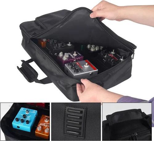 Vista 6 de GOKKO Tablero de pedal de guitarra pequeña de aleación de aluminio (22 "x 12.5" con estuche)