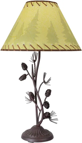 Vista 4 de Black Forest Décor - Lámpara de mesa con piña de metal - Lámparas para el dormitorio de la casa de granja