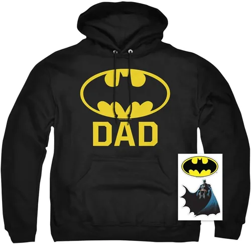 Vista 2 de Popfunk Sudadera clásica con capucha y calcomanías con logotipo clásico de Batman para padres y papás