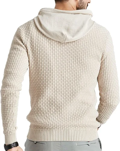 Vista 4 de Zaitun - Sudadera de punto con capucha para hombre, de manga larga, color liso, suéter con capucha