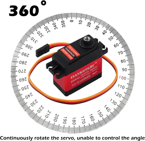 Vista 3 de TD-8125MG 55.1 lbs Servo digital 360 grados impermeable gran par de metal engranaje para DIY robot brazo robótico RC Modelo PWM 500μs-2500μs