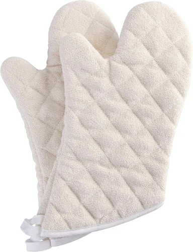 Vista 11 de ARCLIBER Guantes de horno resistentes al calor al fuego 425 ° F, guantes de horno acolchados de algodón de tela de toalla suave, guantes de cocina