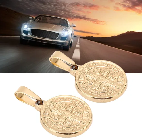 Vista 2 de Saint Benedict Pendant, Pendant Elegant Stainless Steel Double Sided Relief Pend Saint Benedict Medal and Information Card Craftsmanship