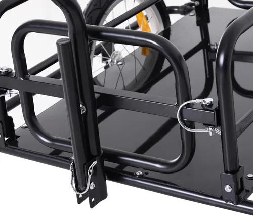Vista 8 de Aosom Remolque de carga para bicicleta, remolque de bicicleta, carrito de bicicleta de alta resistencia, almacenamiento compacto plegable