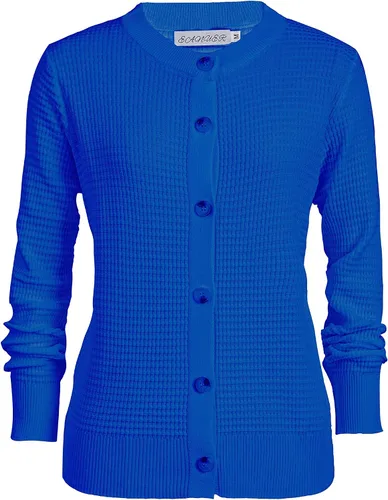 Vista 4 de Women's Crew Neck Button Down Long Sleeve Solid Knit Classic Cardigan Sweater