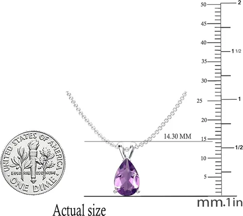 Vista 4 de Dazzlingrock Collection Colgante de lágrima de 0.315 x 0.236in con corte de pera para mujer (cadena de plata incluida), plata de ley