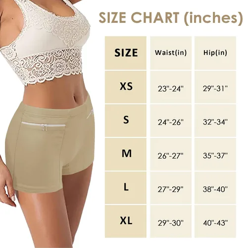 Vista 7 de Women's Underwear with Secret Pocket Panties, 2 Packs Anti Pickpocket Travel Boxers (Nude)