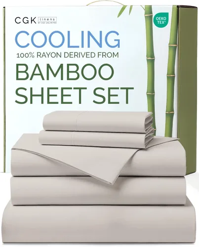 Vista 25 de Sábanas de bambú 100% rayón derivado de bambú, tamaño individual, sábanas refrescantes para individuales. Ropa de cama ultra suave, transpirable