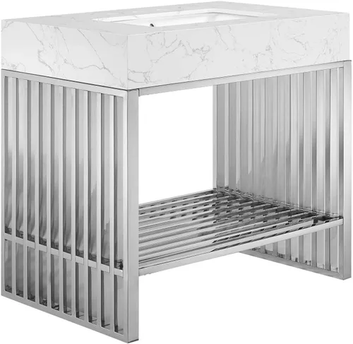 Vista 16 de Modway Gridiron - Tocador de baño de acero inoxidable de 24 pulgadas, color negro