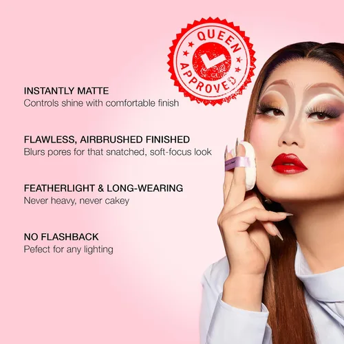 Vista 4 de KimChi Chic Beauty Puff Pass - Polvo fijador y sellador con la técnica baking, polvo suelto con borla extraesponjosa, maquillaje facial marrón suave