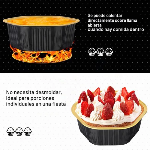 Vista 4 de Beasea Tazas desechables para hornear con tapas, juego de 50 unidades, 13.5 oz 400 ml, ramekins de aluminio con tapa de papel de aluminio, moldes