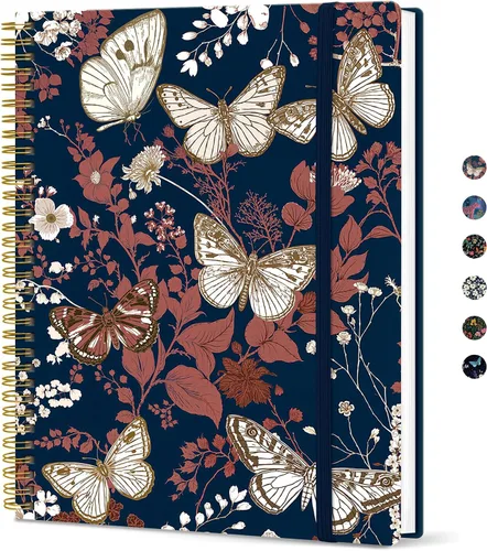 Vista 15 de Taja Diario Grande con Líneas en Espiral para Mujeres, Cuadernos de 8.5" x 11" para Trabajo con Rayado Universitario, Cuadernos A4 Estéticos Bonitos