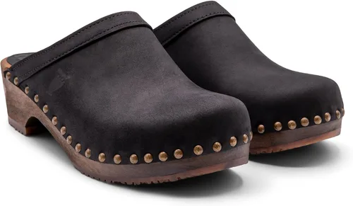 Vista 4 de Sandgrens Zuecos de madera sueca hechos a mano para mujer, Mule de tacón bajo Atenas