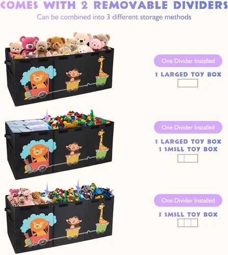 Vista 6 de Caja de juguetes XL - Contenedores de almacenamiento de juguetes con tapas, baúl plegable para niños y niñas, organizador de juguetes grandes
