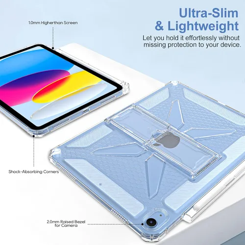 Vista 4 de Clear Stand Case for iPad Air 3 (Air 3rd Generation) 10.5 inch 2019 & iPad Pro 10.5 inch 2017 with Pencil Holder/Kickstand Soft TPU Back Silicone