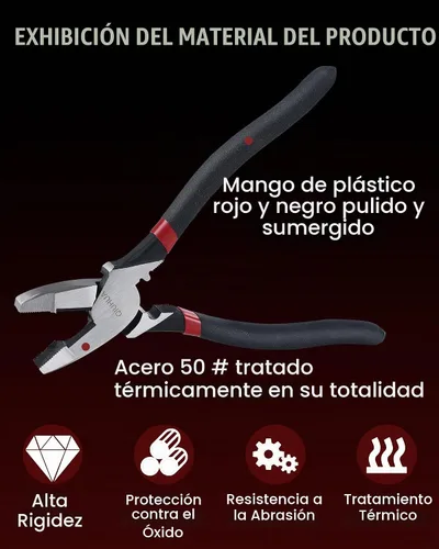 Vista 6 de Alicates Linesman 4 en 1 de 9 1/2 pulgadas con cortador de cables, matriz de crimpado y extractor de cinta de pescar, mangos de agarre de PVC