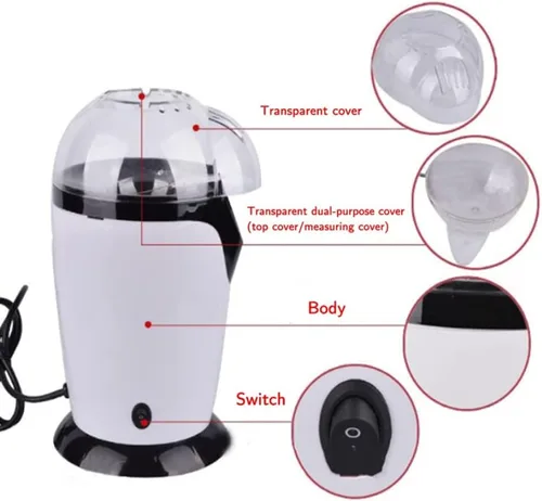 Vista 4 de Popcorn Poppers Mini Home Popcorn Maker Cocina Pequeños Electrodomésticos 1200W Para El Hogar Bar Café Karaoke Room