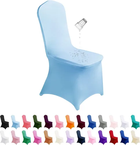 Vista 27 de SUPERO Funda impermeable de poliéster y elastano para silla (100 unidades, color negro) - Fundas elásticas para sillas de comedor, protector