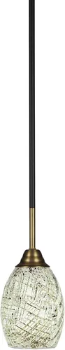 Vista 289 de Toltec Lighting Paramount - Mini colgante de 1 luz en acabado negro mate con cristal de arte perla de 7 pulgadas y estilo negro