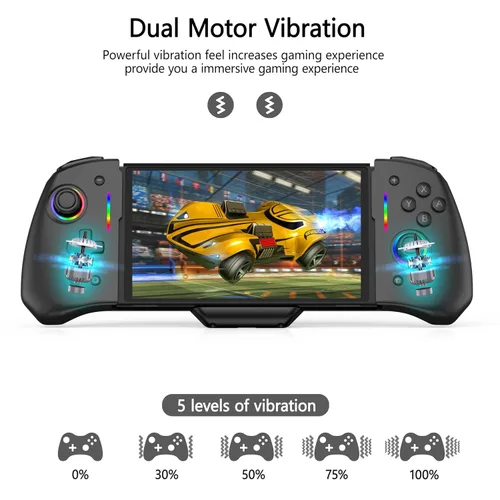 Vista 3 de RREAKA Wireless Switch Controllers for Nintendo SwitchOLED Controller, Ergonomic Handheld Mode Controller with 9 Lights Color, One Piece Joypad