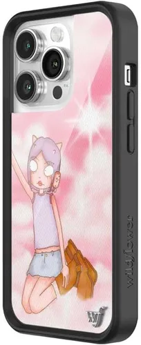 Vista 2 de Wildflower Carcasas – Compatible con iPhone 14 Pro Protector negro parachoques, certificado de prueba de caída de 6.5 pies, propiedad de mujeres