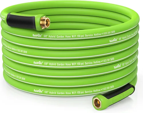 Vista 13 de RAINPOINT Leader - Manguera de jardín de 5 pies, manguera de agua ligera con mango giratorio, flexible, resistente, goma híbrida, con accesorios