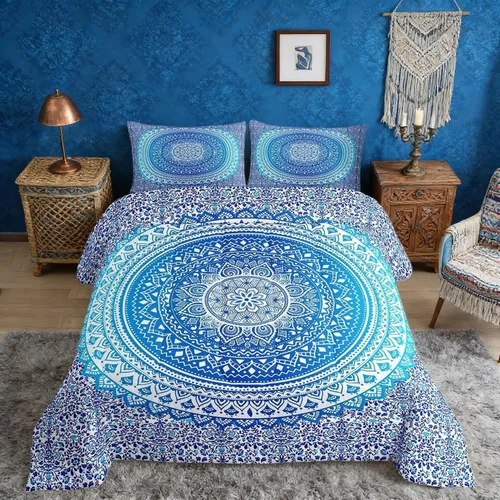 Vista 34 de Castle Fairy Juego de edredón con estampado azteca occidental, juego de ropa de cama geométrica a rayas marrones para niños y adolescentes