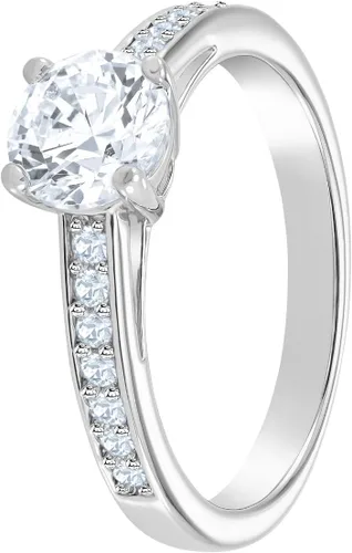 Vista 3 de Swarovski Colección de joyas de anillo redondo Atract, acabado de rodio, cristales transparentes