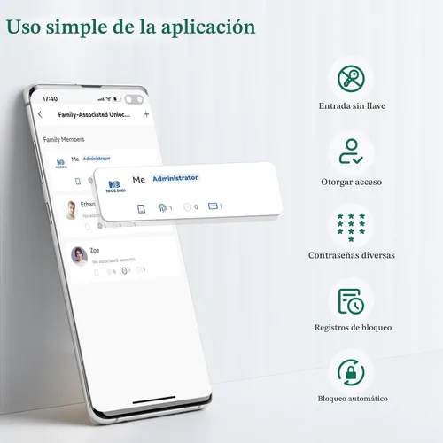 Vista 5 de Cerradura inteligente de perilla de puerta con teclado, cerradura de manija
