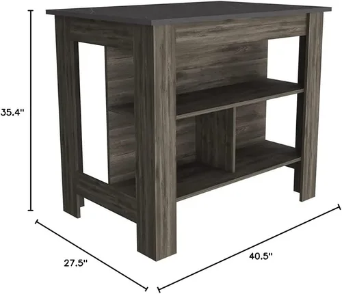Vista 3 de Levan Home Isla de cocina Cala - Madera de ingeniería Onix marrón oscuro