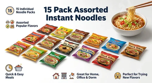 Vista 3 de FUDOBOX Paquete variado de fideos ramen instantáneos asiáticos con galletas y palillos, paquete de cuidado para estudiantes, desafío de fideos