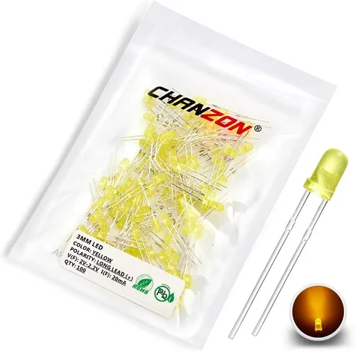 Vista 11 de Chanzon Kit surtido de luces de diodo LED de 0.118 in, 60 piezas (6 colores x 10 unidades), paquete (lente redonda difusa CC 3 V 20 mA) lámpara