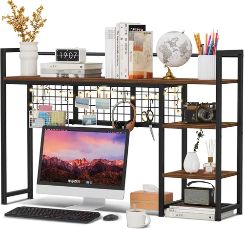 Vista 10 de Snughome Estante de escritorio, estante organizador de escritorio de 38.6 pulgadas, gabinete de escritorio para monitor de computadora, estante